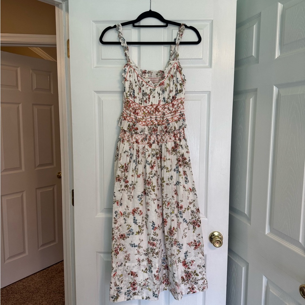 Anthropologie Floral Midi Dress with Ruffle Detail size Medium NWOT